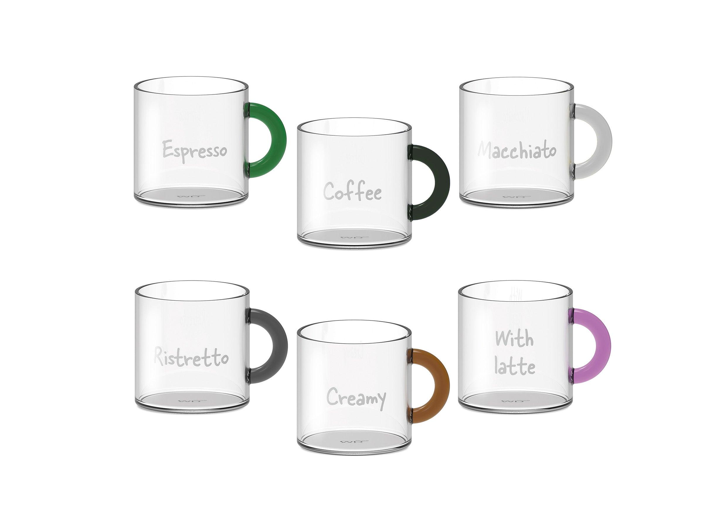 Set 6 tazzine da caffè in vetro borosilicato WD Lifestyle