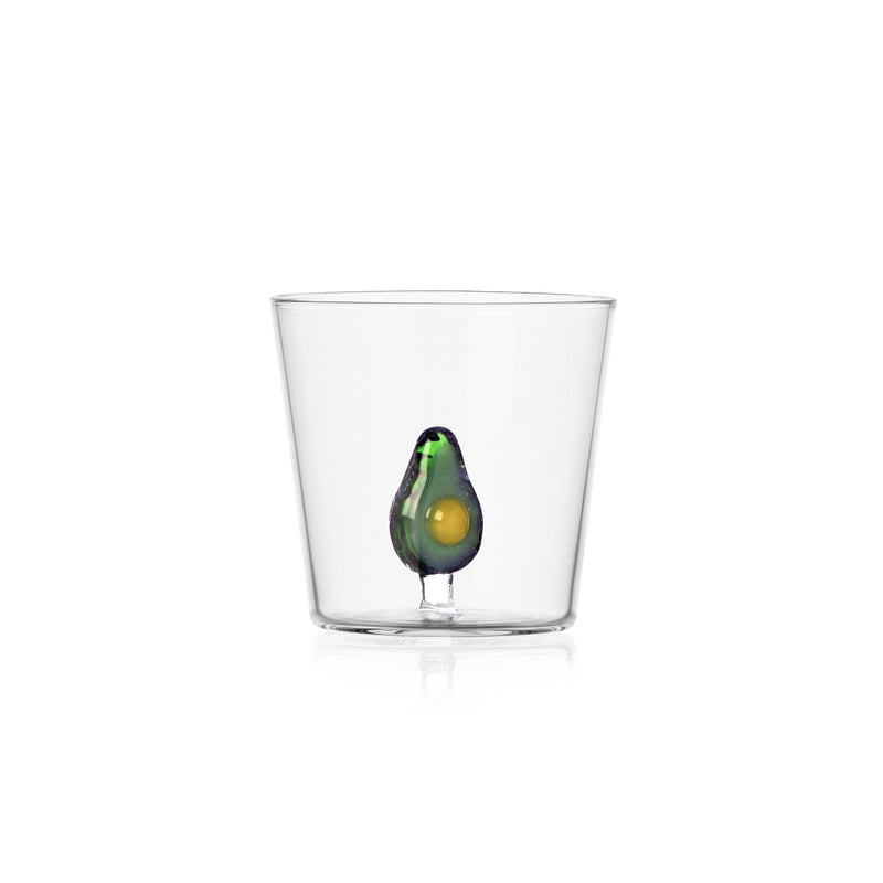 Ichendorf Milano Bicchiere Con Decoro In Vetro Borosilicato Fruits And Flowers con Avocado