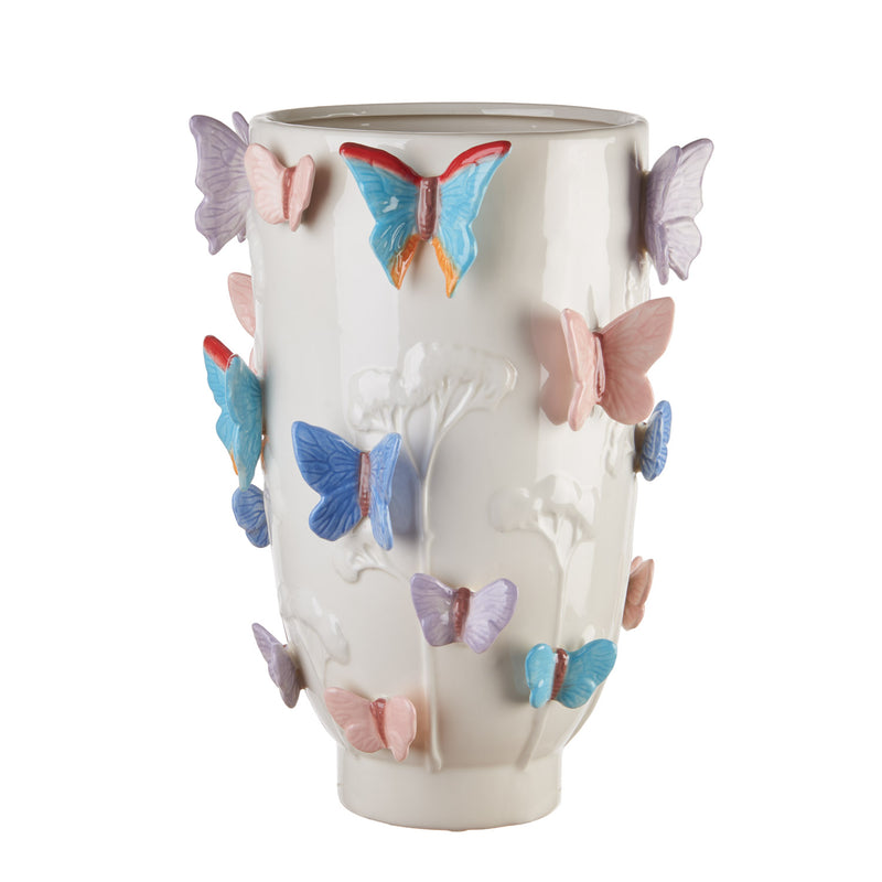 L'Oca Nera Vaso con Farfalle in Ceramica