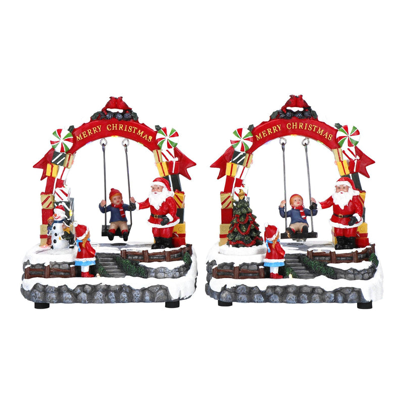 Timstor Carillon Villaggio con Bambino sull' Altalena e Babbo Natale con luci Led  🎄 Natale 2024