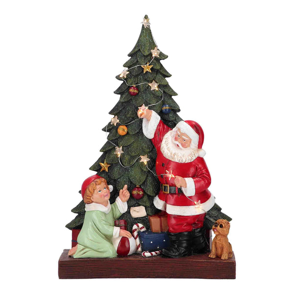 Timstor Babbo Natale con Bambino e Albero con Led in Poliresina 🎄 Natale 2024
