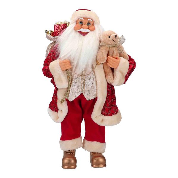 Timstor Babbo Natale con Orsacchiotto e Doni  in velluto Rosso e Oro 🎄 Natale 2024