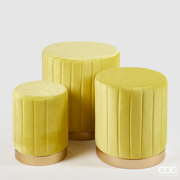 EDG Enzo De Gasperi Pouf a Righe in Velluto con Base Dorata