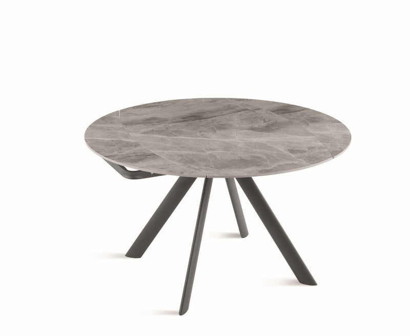 Tavolo Rotazionale Round allungabile 135 x 87 cm. in pietra effetto marmo con piano girevole che si trasforma in rotondo Ø 135 cm. Ikone Casa