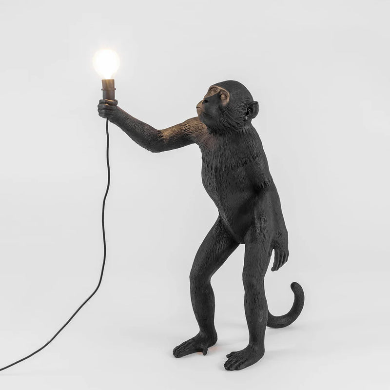 Seletti Lampada The Monkey Outdoor Nera accesa