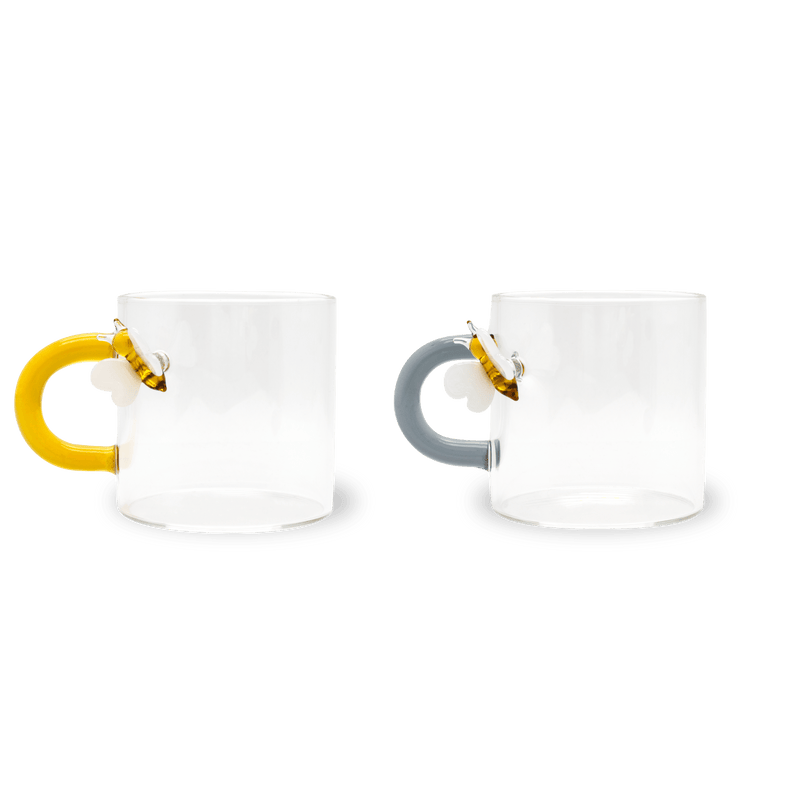 Set 2 pz. tazzine da caffè in borosilicato con decori e manico colorato Monterey WD Lifestyle