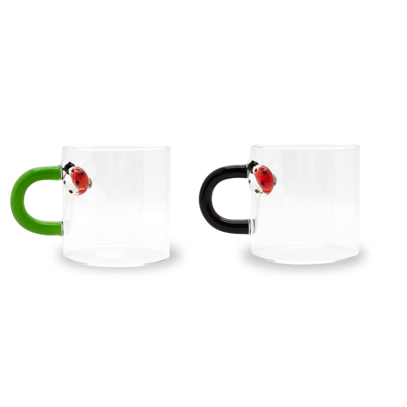 Set 2 pz. tazzine da caffè in borosilicato con decori e manico colorato Monterey WD Lifestyle