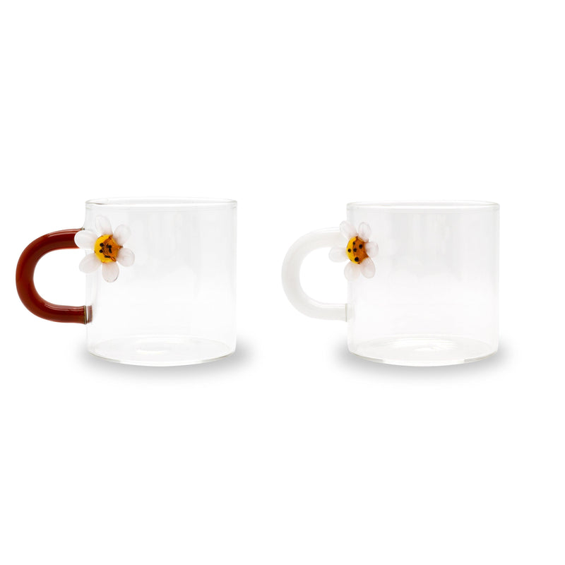 Set 2 pz. tazzine da caffè in borosilicato con decori e manico colorato Monterey WD Lifestyle