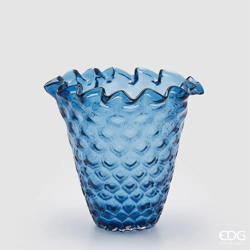 EDG Enzo De Gasperi Vaso Drappo Alveare piccolo blu